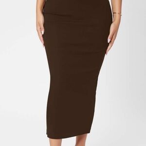 Elegant Brown Midi Skirt